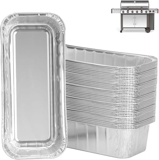 40 Packs 6498 6417 Grease Catcher Pans for Weber Genesis II 400& 600, Aluminum Foil Tray Liners for Weber 28''/36" Gas Griddle, for Weber 400/600 Summit Series Smokefire Ex6 EpX6 Ex4 Gas Grill