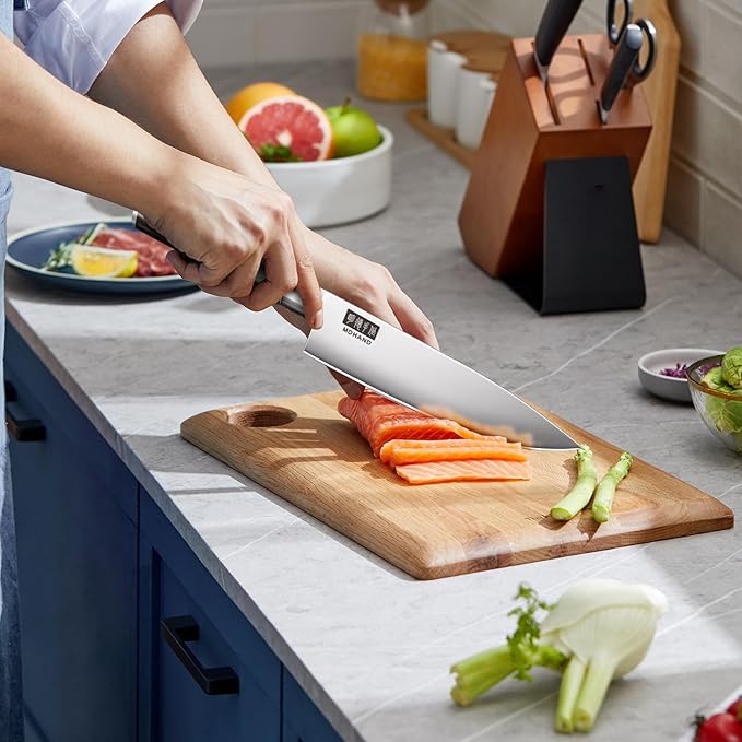 MDHAND Kitchen Knife Set, 7PCS Professional Japanese Knife Set, High Carbon Stainless Steel Chef Knife Set with Black Pakkawood Handle, Professional Ultra Sharp Kitchen Knives for Cooking, Elegant Box