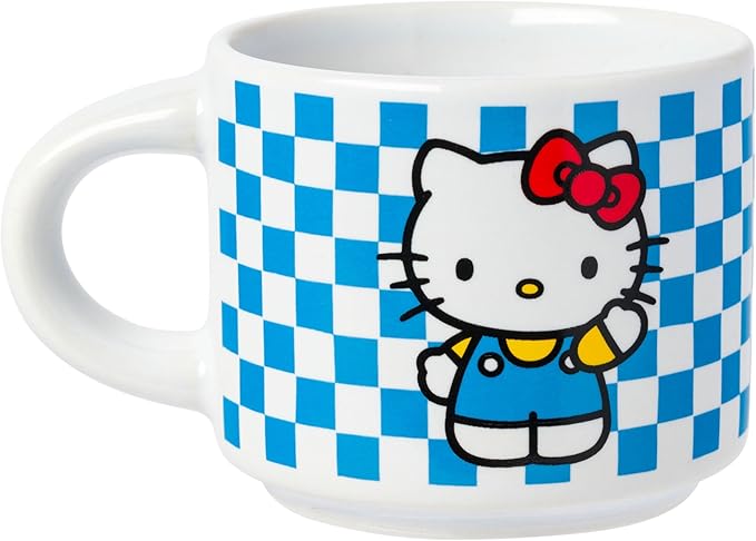 Silver Buffalo Sanrio Hello Kitty and Friends Featuring Keroppi, My Melody, and Pompompurin 4 Pack Ceramic Espresso Cup Set, 3 Ounces