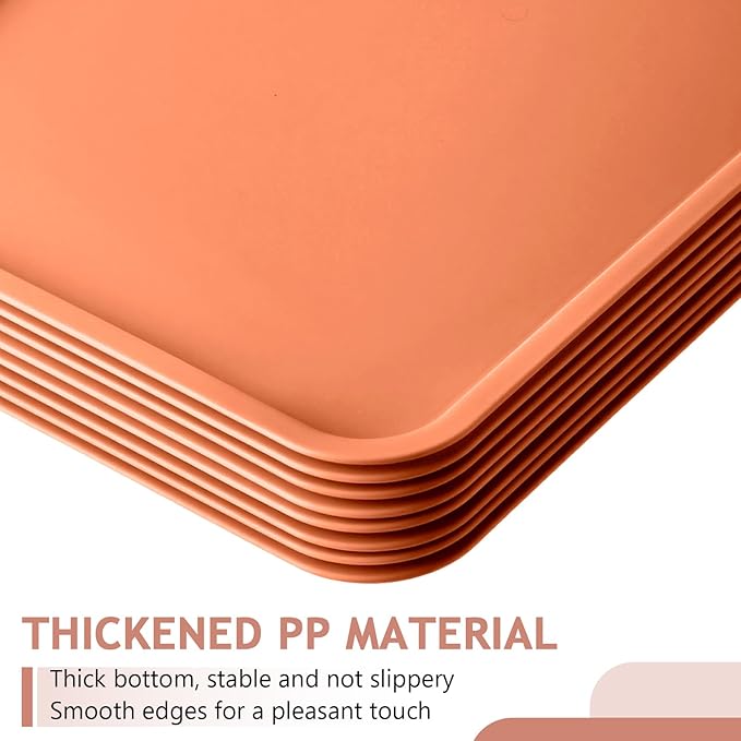 Gerrii 18 Pcs Plastic Fast Food Trays Bulk Restaurant Serving Cafeteria Tray Grill School Lunch Tray Rectangular Serving Platter for Kitchen Hotel Restaurant (Orange,12 x 9 Inch)