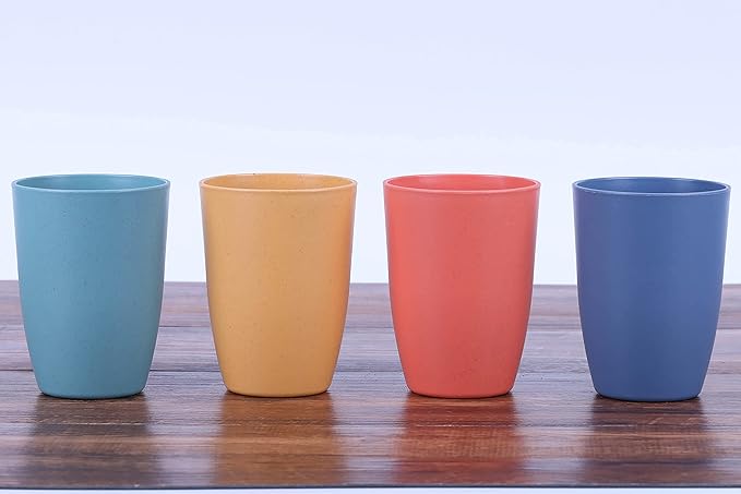 LuckyZone Wheat Straw Reusable Cup (12 oz) - Unbreakable Drinking Glasses Sets - Dishwasher Safe Tumbler - Lightweight, BPA Free and Eco friendly (6Pcs/6Color)