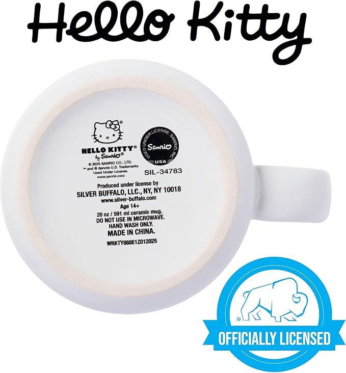 Silver Buffalo Sanrio Hello Kitty Zodiac Signs Wheel Ceramic Camper Mug with Laser Treatment, 20 Ounces