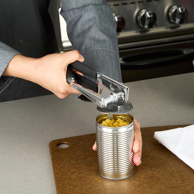 Restaurantware Stainless Steel Magnetic Manual Can Opener - 36 Pack - German Standard Black Crank Can Opener with Magnet, Ergonomic Handle, Non-Slip- Heavy-Duty Hand Can Opener, Easy Turn, Sharp Blade