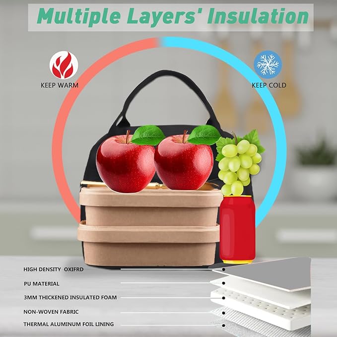 VLM Lunch Bag,Lunch Box for Women Men,Reusable Insulated Lunch Tote,Small Leakproof Cute Lunch Cooler with High Capacity for Work,Picnic,Campin