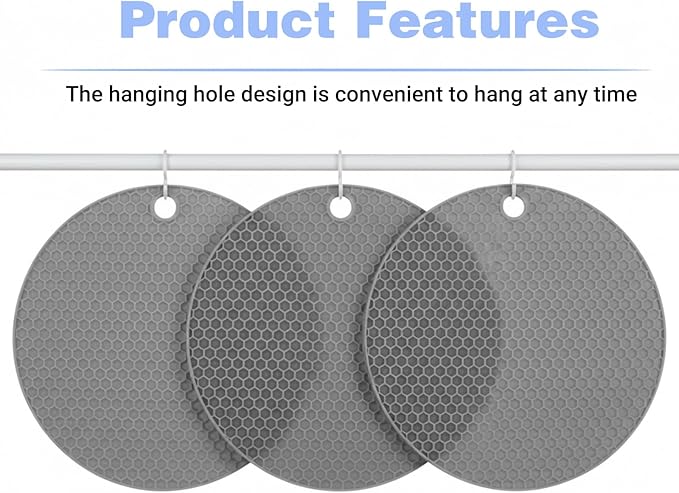 3Pcs Rubber Jar Opener,Round Jar Opener Gripper Pad Multipurpose Silicone Jars Openers,Non-Slip Coasters for Weak Hands (6.7x6.7inch,Grey)