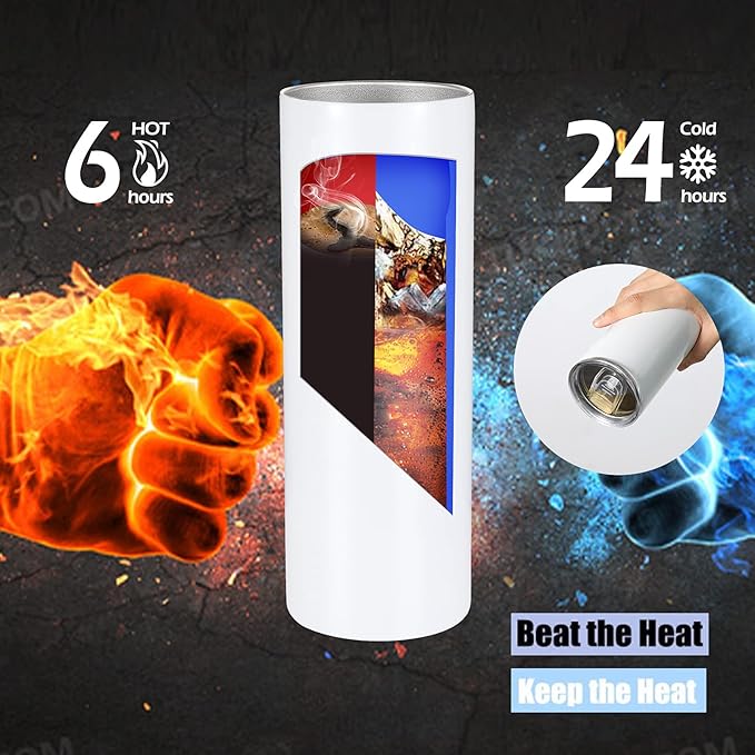 YOUKE OLA 8 Pack Sublimation Tumblers Bulk 20oz White Straight Blank Tumbler for Heat Transfer, Individual Gift Boxed, Stainless Steel Double Wall Insulated Cup with Shrink Wrap Sleeve, Heat Tape