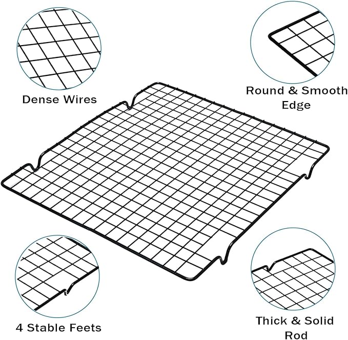 VNIMTI Baking Cooling Rack 2 Sets, Cookie Cooling Racks for Cooking, Baking, Roasting, Grilling, Drying, Oven Safe Wire Rack, 11" * 10" Small Squares Grids