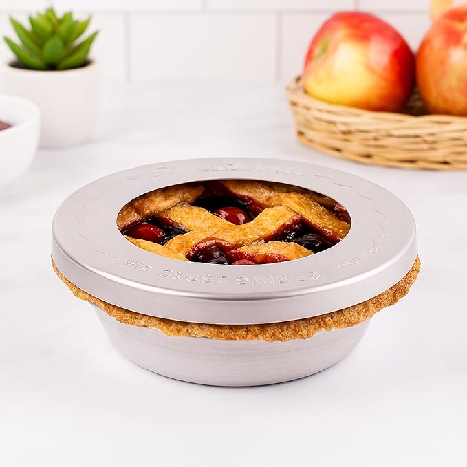 Mrs. Anderson's Baking Individual Pie Crust Protector Shields, Set Of 2, For Mini Pies And Pot Pies, Fits Up To 5-Inch Pie Plates, Prevents Over-Browning And Spills