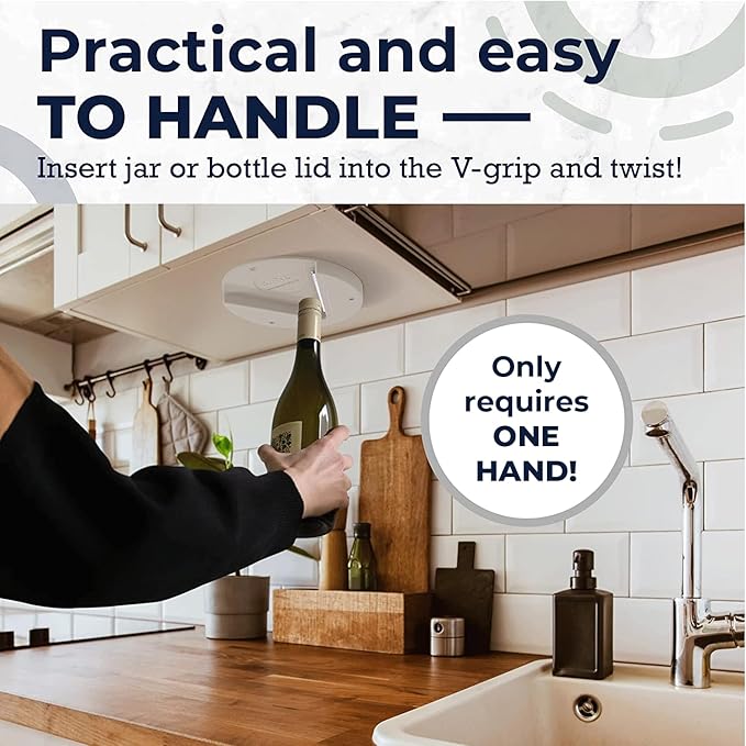 EZ Off Jar Opener for Seniors - Under Cabinet Jar Openers for Weak Hands, Easy Grip, Arthritis jar opener, One Handed Gadgets & Bottle Opener - Essential Kitchen Gadgets - 2 Bundle Pack