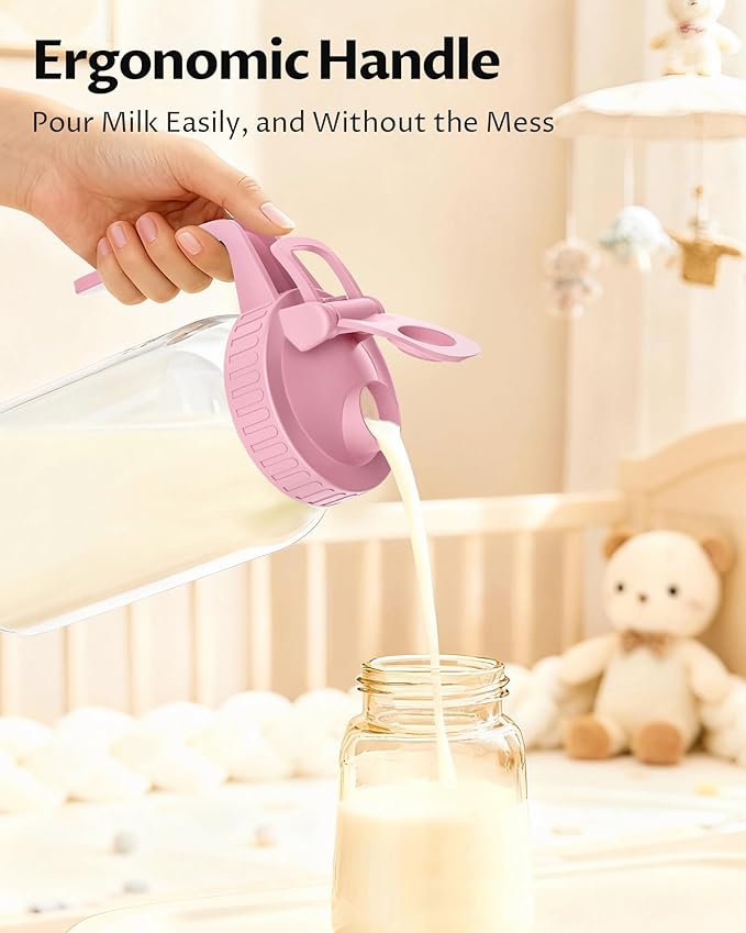 64oz Glass Breast Milk Pitcher with Lid – Leak-Proof & Airtight Formula Breastmilk Pitcher, 1/2 Gallon Storage Container for Breastmilk, Formula, and Milk