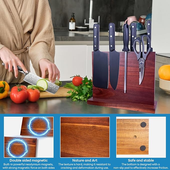 Magnetic Knife Block - 18 Inch Strong Magnetic Knife Holder, Secure Knife Storage Organizer | Space Saving for Kitchen Knives & Chef Tools