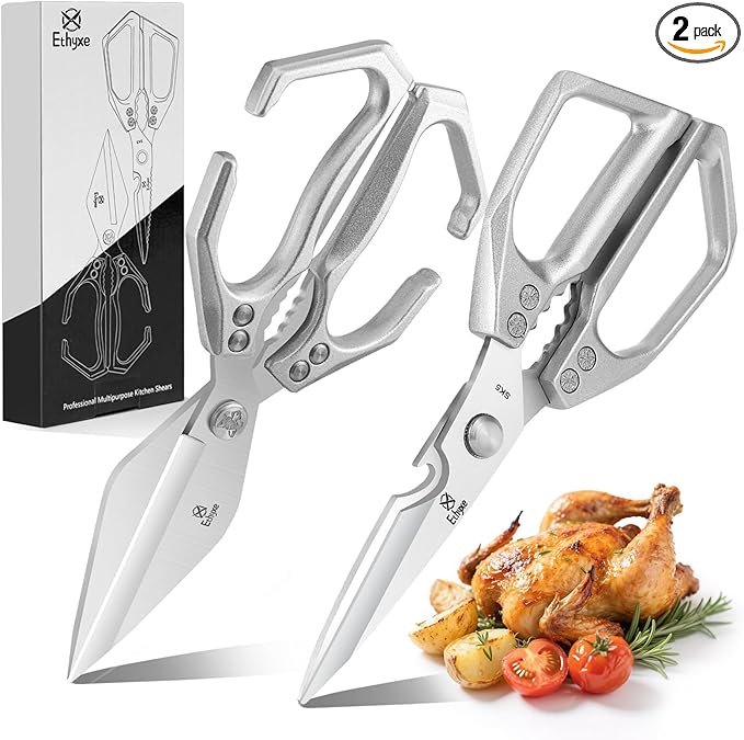 Kitchen Shears Set – Heavy Duty Japanese Stainless Steel Kitchen Scissors, Ultra Sharp Meat Scissors Dishwasher Safe, Cooking Scissor for Food, Christmas Gifts for Men Women