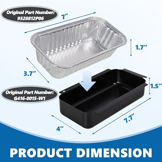 SafBbcue 9328812P06 Grill Grease Drip Pan for Charbroil Gas Grill Drip Tray G416-0015-W1, Grease Cup Catcher Holder with 12 Pack Aluminum Foil Disposable Liner for Charbroil Grills Replacement Parts