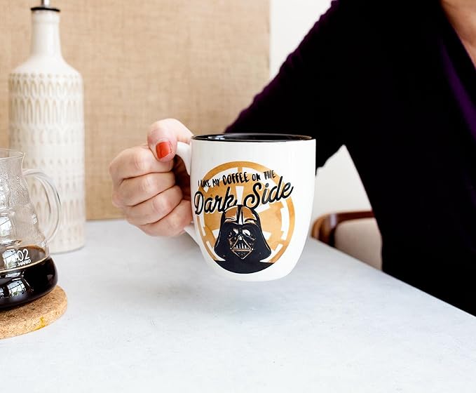 Star Wars "I Like My Coffee On The Dark Side" Ceramic Mug | BPA-Free Large Coffee Cup For Espresso, Caffeine, Beverages, Home & Kitchen Essentials | Lucasfilm Gifts and Collectibles | Holds 18 Ounces