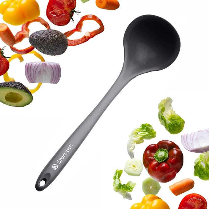 Starpack 'Ladle of Love' XL Premium Silicone Ladle Spoon - Soup High Heat Resistant to 600F - Kitchen Utensil for Serving, Non-Stick Cooking, LFGB Grade Rubber