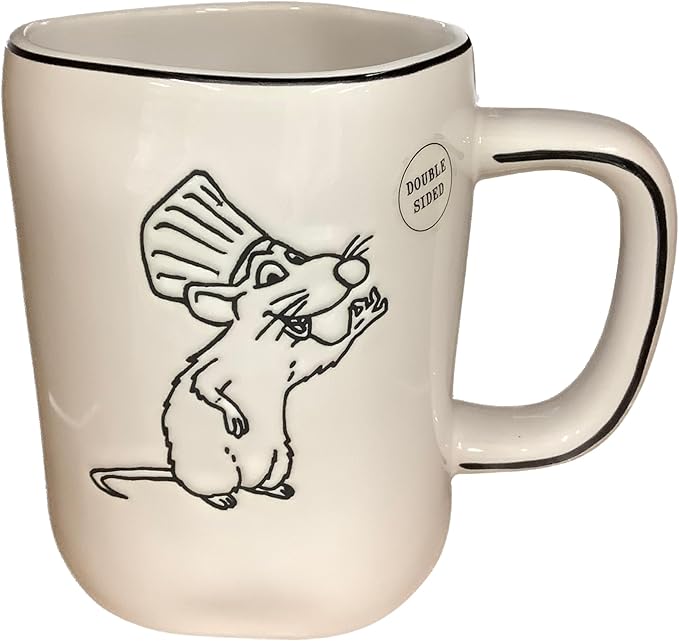 Rae Dunn Disney Pixar Ratatouille Coffee Mug, Black & White Remy - Chef's Kiss