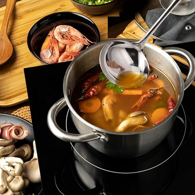 7.9'' 18/10 Stainless Steel Gravy Ladle Silver Small Ladle Sauce Soup Ladles Mirror Polished Kitchen Utensil for Spooning Gravy Sauce Soup