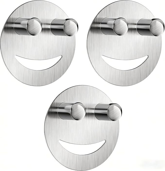 3 Pack Stainless Steel Smiley Face Dish Sponge Holder, Silver Sink Caddy Organizer Storage with Suction Cup for Kitchen, Kitchen Accessories Decor Scrubber-Silver