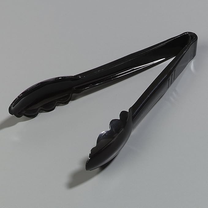 Carlisle FoodService Products 470903 Carly Salad Tong, 9" Utility Tong, Black, 12 Pack