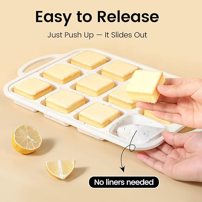 SJ Silicone Brownie Pan with Dividers, Metal-Reinforced Frame, 12 Cavity Each, Nonstick Food-Grade Silicone, Dishwasher Safe—Bakes Neat Squares for Brownies, Bars & Cornbread