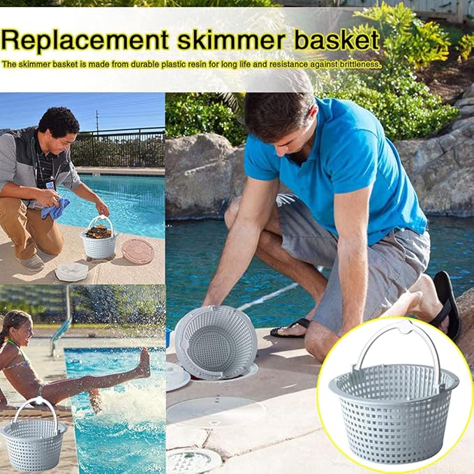 𝗨𝗽𝗴𝗿𝗮𝗱𝗲𝗱 SPX1091C Skimmer Basket 2-Pack Compatible with Haywardd Automatic Skimmers SP1091LX ,SP1091WM ,6.4" Top, 3.4" Deep, 4.7"Bottom with Handle, Set of 2 Above Ground Pool Skimmer Basket