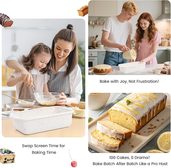 SJ Silicone Bread Loaf Pan with Metal Reinforced Frame, 9.5 x 5 in Non-stick Silicone 1 lb Loaf Pan for Baking, 2 Pack Durable Bread Pan for Oven Dishwasher Safe - Cream