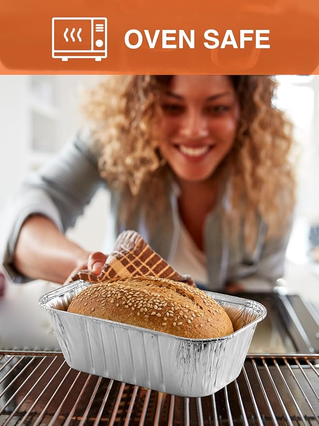 200 Pack 6x3.5x2 Disposable Aluminum Loaf Pans - 1 Lb Mini Loaf Pans, Small Aluminum Tin Foil Baking Pan, Food Containers for Baking, Cakes, Bread, Meat, Loaves