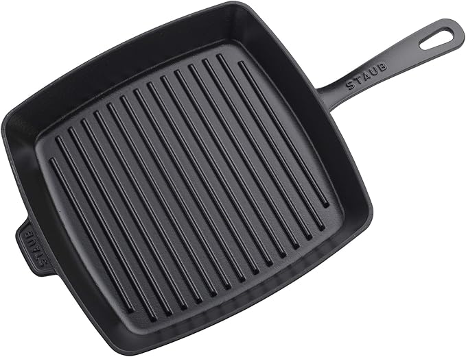 Staub Cast Iron 12-inch Square Grill Pan - Matte Black, Made in France