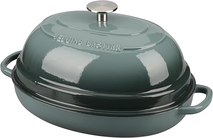 Enameled Oval Cast Iron Dutch Oven Pot with Lid, Bread Dutch Oven for Sourdough Bread Baking, Dutch Oven Bread, Bread Oven, 6QT, Slateblue