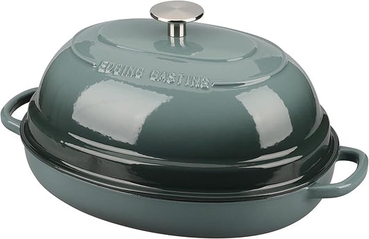 Enameled Oval Cast Iron Dutch Oven Pot with Lid, Bread Dutch Oven for Sourdough Bread Baking, Dutch Oven Bread, Bread Oven, 6QT, Slateblue