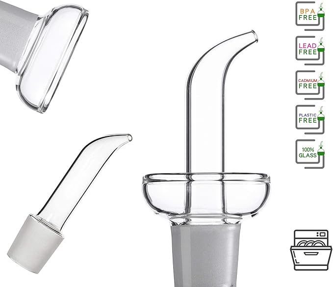 HAIZEEN 10 oz / 300 ml Clear Glass Olive Oil Dispenser Bottle - Oil & Vinegar Cruet with Pourers and NO Funnel Needed - Olive Oil Carafe Decanter for Kitchen and BBQ
