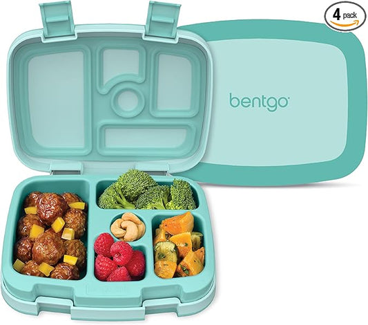 Bentgo Kids Bento-Style 5-Compartment Leak-Proof Lunch Box - Ideal Portion Sizes for Ages 3 to 7 - Durable, Drop-Proof, Dishwasher Safe, PFAS & BPA-Free & Made with Food-Safe Materials (Seafoam)