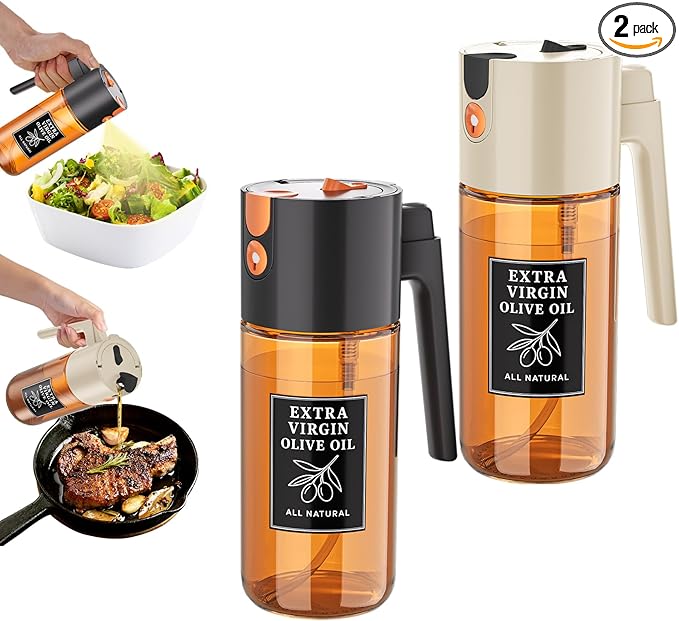 Oil Dispenser For Kitchen 2 Pack Set, Oil Sprayers & Dispensers For Family Cooking, Leak Free Oil Dispenser, Cooking Oil Dispenser Bottle With Olive Oil Dispenser, Easy Refill Design For Home Use