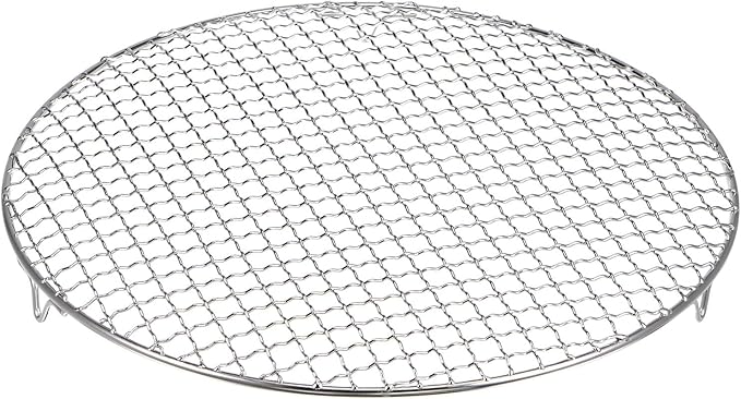 HARFINGTON Round Cooking Rack 13.8-inch 201 Stainless Steel Cross Wire Barbecue Grill Net with 20mm Legs for Cooking Baking Steaming BBQ