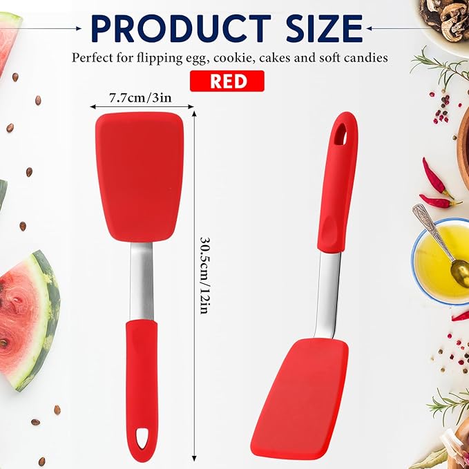 Medium Silicone Spatula Flexible Silicone Cookie Spatula Heat Resistant Medium Pancake Turner for Kitchen Use Nonstick Cookware No Scratch Cooking Flipper for Egg Pancake