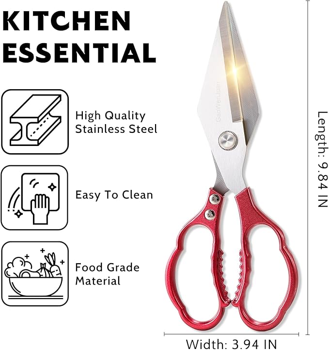 Kitchen Shears & kitchen scissors All Purpose | kitchen gadgets-Heavy Duty Stainless Steel Meat Poultry Food Scissors, Dishwasher Safe for Home and Kitchen Essentials, Utensils, Gadgets, Accessories