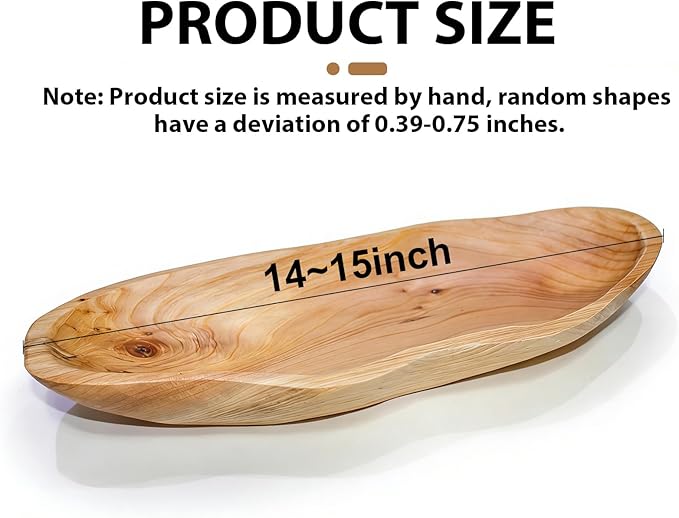15-Inch Wavy Wooden Fruit Bowl - Handcrafted Solid Wood Decorative Basket for Kitchen Countertop - Large Rustic Dough Bowl Centerpiece, Natural Driftwood Decor for Bread & Snacks