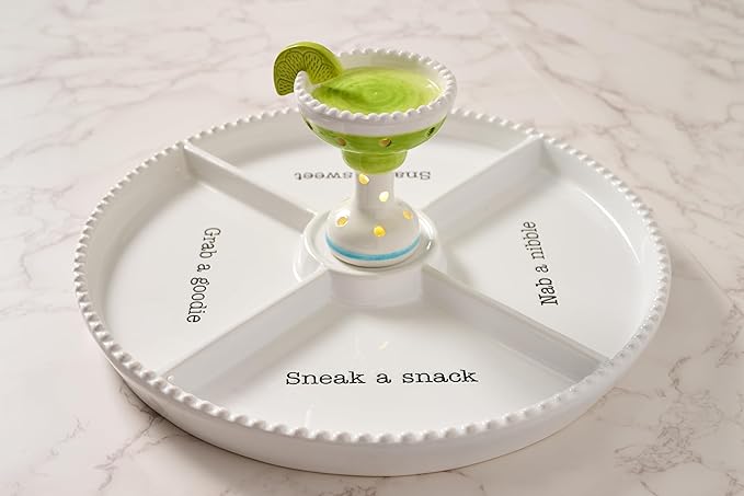 Mud Pie Circa Divided Tray, White, 12 1/4" dia | Base for Interchangable Platter Inserts