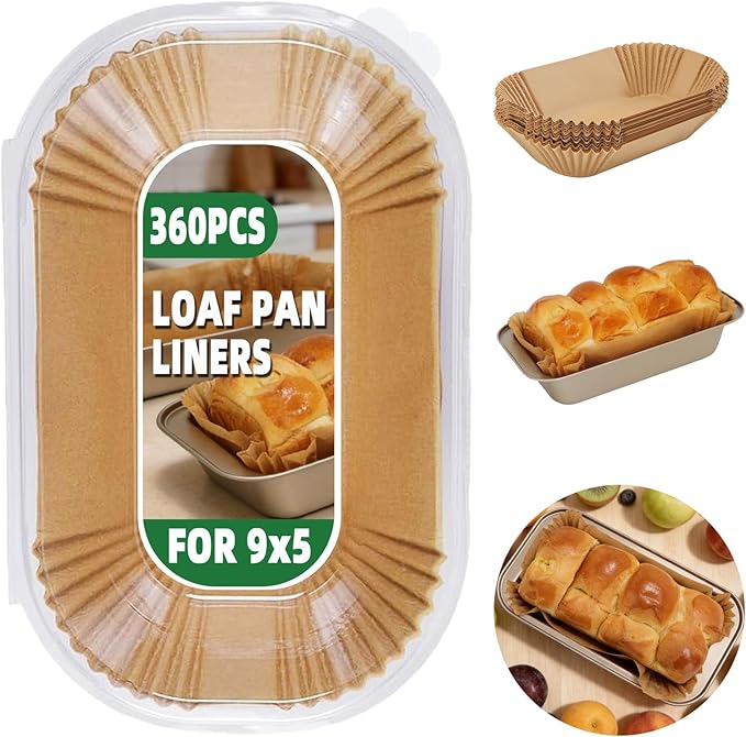 Loaf Pan Liners,360Pcs Parchment Paper Liners for Baking Bread 9x5 Inch,Non-Stick Parchment Bread Liners, Disposable Pan Liners for Baking