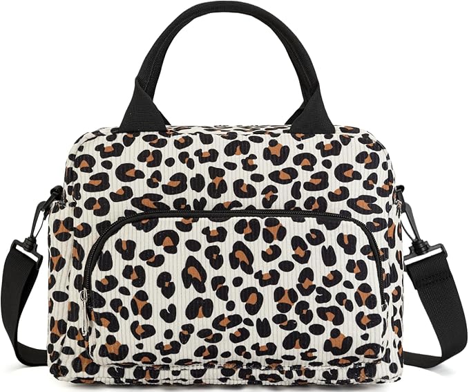 Lunch Box for Women Insulated Lunch Bag Women Adult Cute Lunch Bags Reusable Lunchbox Cooler Tote Bag for Work Picnic (Leopard)