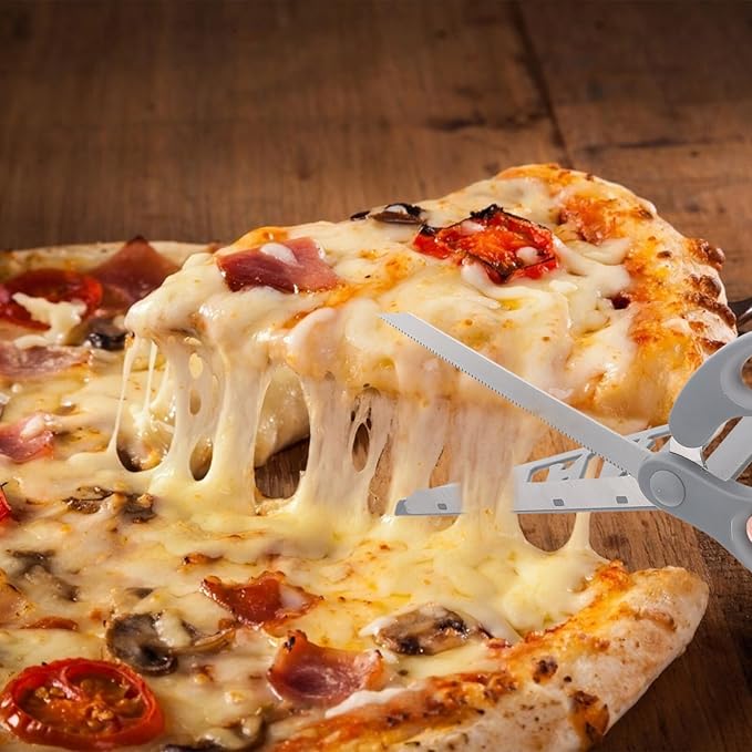Amosfun Stainless Steel Pizza Scissors with Detachable Shovel and Plastic Handle Kitchen Pizza Cutter for Family and Restaurant Use Easy to Clean 12.99 X 5.11 X 3.14 Inches