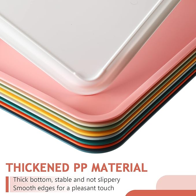 Gerrii 18 Pcs Plastic Fast Food Trays Bulk Restaurant Serving Cafeteria Tray Grill School Lunch Tray Rectangular Serving Platter for Kitchen Hotel Restaurant (9 Colors,15 x 10 Inch)