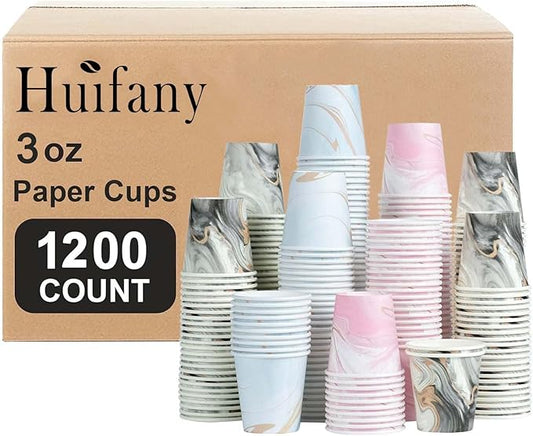 1200 Pack 3 oz Paper Cups, Colorful Disposable Bathroom Cups 3 oz Paper,Small Mouthwash Cup Hot/Cold Drinking Cup for Party,Picnic,Travel and Events