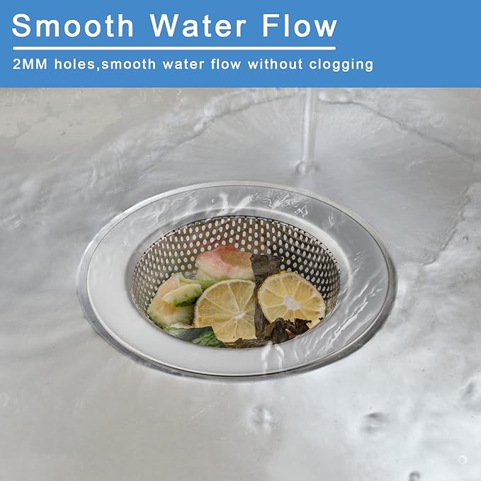 3 Pcs Sink Strainer for Most Kitchen Sink Drain Basket, Upgraded Double-Layer Safe Design Kitchen Sink Strainer (Outer Diameter 4.5 Inch)