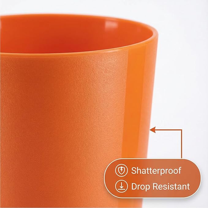 32 oz Large Plastic Cups Reusable, Big Drinking Cups for Kitchen, Stackable Water Tumblers, BPA-free, Dishwasher Safe, Unbreakable Bright Colors set of 12 Indoor Outdoor Use