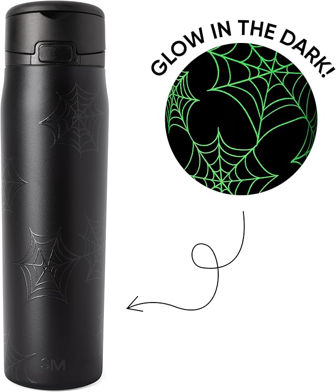 Simple Modern Halloween Mesa Loop Water Bottle with Straw | 24oz Cup Holder Friendly Insulated Stainless Steel Bottles for Travel, Sports and School | Spiderwebs