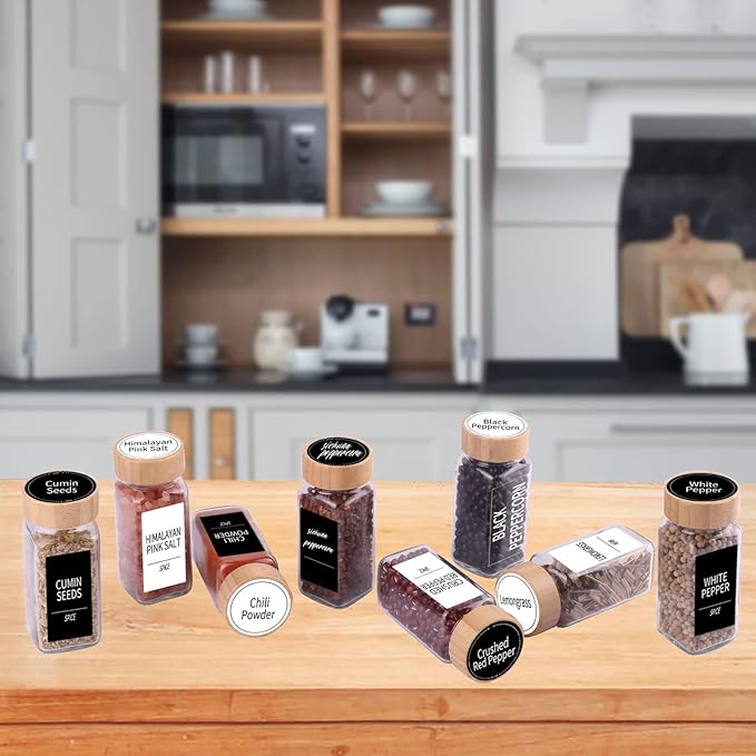 SWOMMOLY 892 Spice Jar Labels in 5 Different Types of Spice Labels with Chalk Marker Set.800 Printed Spice Labels with 92 Extra Write-on Labels Stickers for DIY, Waterproof & Tear-Resistant.