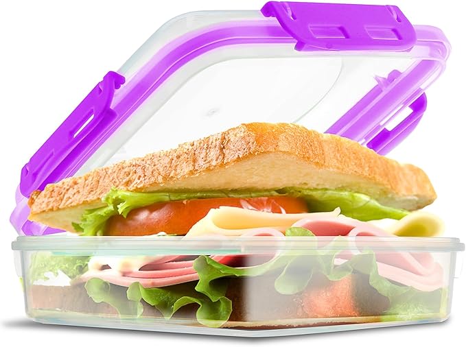 Tafura Sandwich Containers | Sandwich Box | Lunch Containers | Sandwich Containers for Lunch Boxes | Reusable Sandwich Holder, BPA Free (Color may vary)