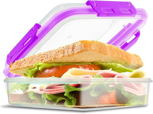 Tafura Sandwich Containers | Sandwich Box | Lunch Containers | Sandwich Containers for Lunch Boxes | Reusable Sandwich Holder, BPA Free (Color may vary)