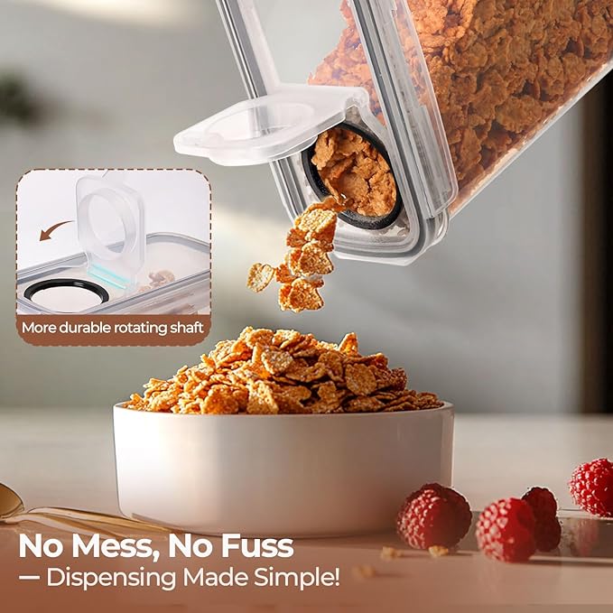 ComSaf Cereal Storage Containers Set (6.3L / 6.7Qt) – Airtight Food Storage with Lids, Pantry Organizer for Rice, Sugar, Flour